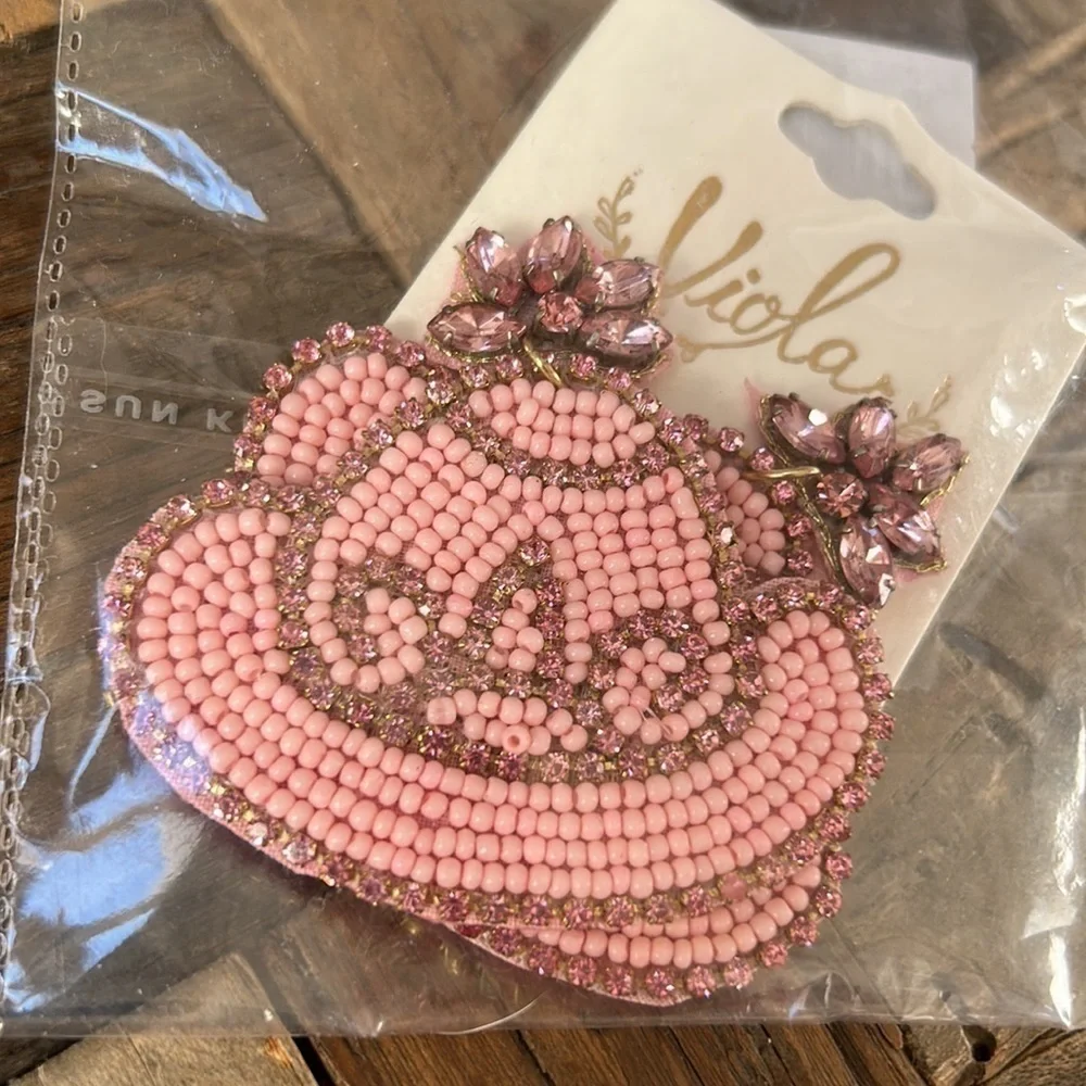 NWT Beaded Pink Cowboy Hat Earrings - Picture 1 of 4